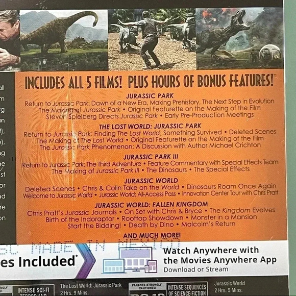 Jurassic World: 5-Movie Collection [Blu-Ray + Digital Box Set] - Picture 4 of 8